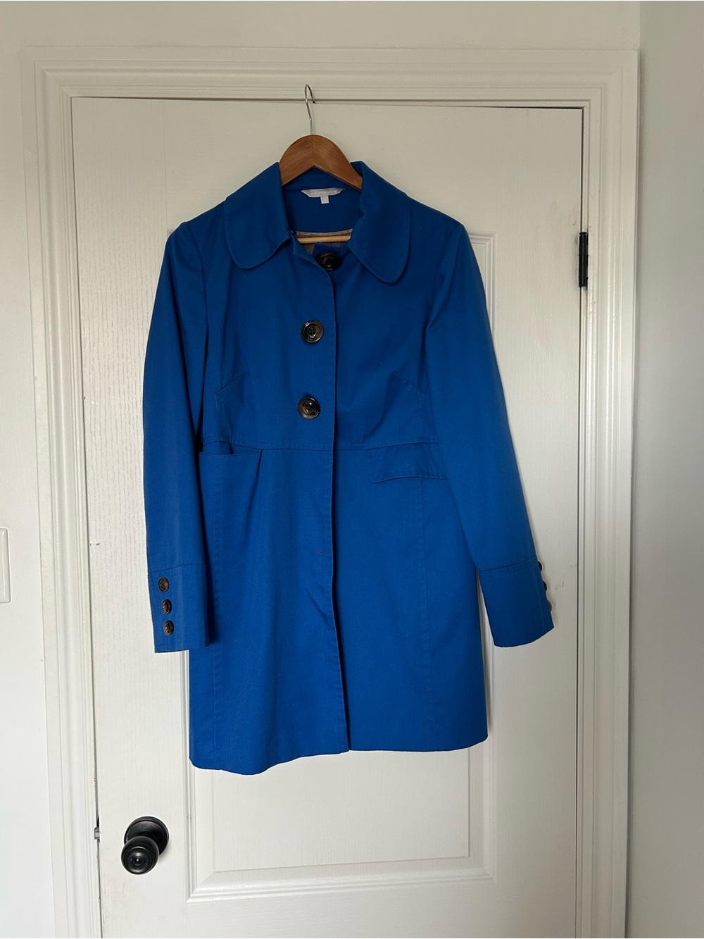 Women's Vibrant Blue Single-Breasted Trench Coat